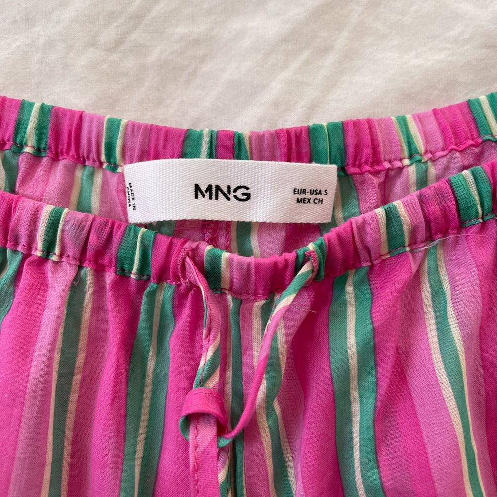Mango Pink & Green Strioed Drawstring Shorts - image 2